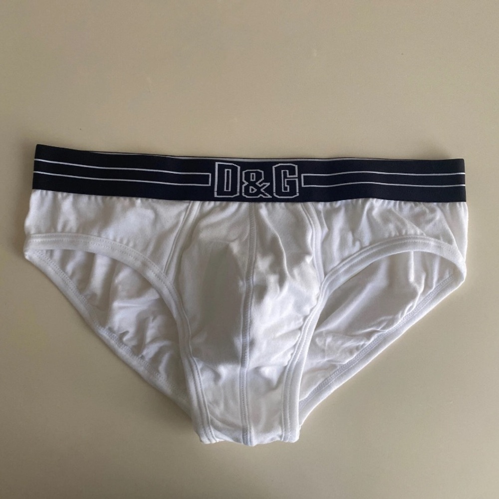 D&G Men's White Briefs with Black Waistband Size S